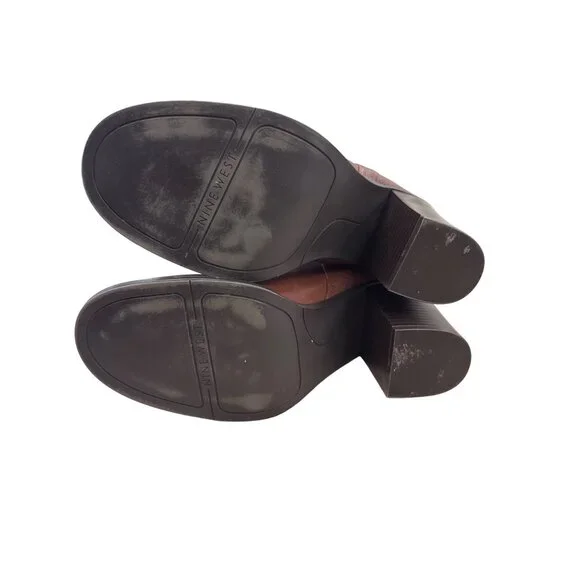 Nine West Womens Brown Leather retro Y2K Mid Calf Boots Size 10M SKU 7171 - Picture 7 of 10